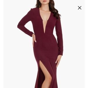 Amber Long Sleeve Illusion Mesh GownDress the Population Sz Medium